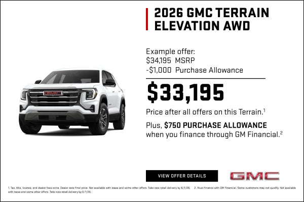 Example offer: 
$34,195 MSRP
$1,000 Purchase Allowance
$33,195 Price after all offers on this Ter...